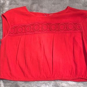 Red circle lace top